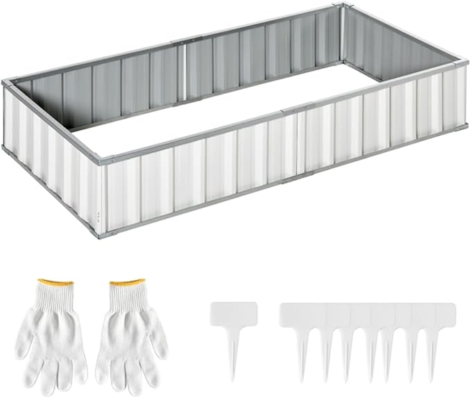 Garden BedEasy to Assemblefor VegetablesFruitsHerbs Flowers Metal Raised Garden(68.5 L x 35.5 W x 11.75 H). (White)