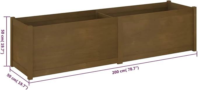 Raised Bed Wood Raised Beds for Garden Wooden Raised Bed Planter Raised Bed Wood Honey Brown Herb Bed Wood Flower Box Flower Box Flower Tub Garden Planter 200 x 50 x 50 cm