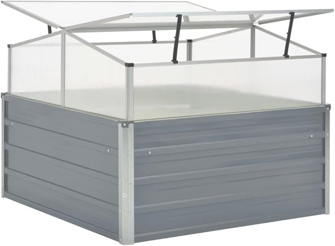 Greenhouse PlanterGarden BedGalvanized Raised Garden BedPlanter Raised bedsGalvanized Planter39.4x39.4x33.5 Galvanized Steel Gray