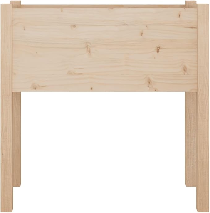 Garden Planter Set of 2 Natural Solid Pinewood 27.6 Inch Rectangular Raised Garden Bed for Outdoor Plants Patio Deck