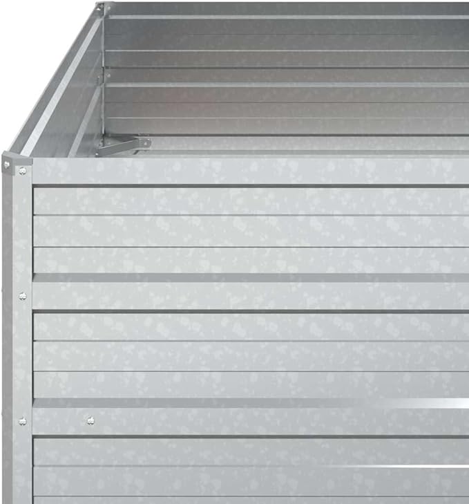 vidaXL Rectangular Garden Raised Bed - 39.4x39.4x17.7 - Durable Galvanized Steel - Outdoor Use - Versatile Planter for Vegetables Herbs and Flowers - in Silver