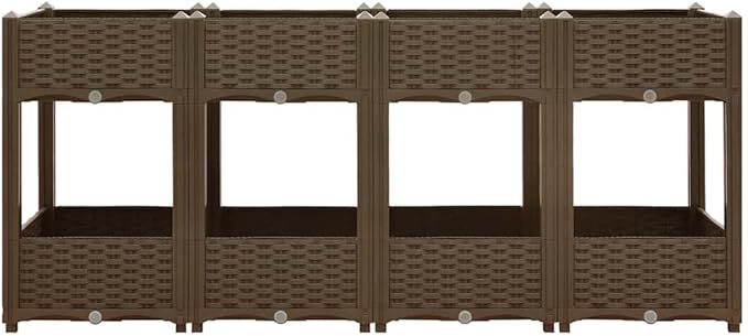 63x63x28 in Large Brown Rectangular Raised Garden Bed Planter Box for Outdoor Plants Durable Polypropylene Modern Patio Planter for Flowers Herbs Tomatoes Indoor &amp Outdoor Use