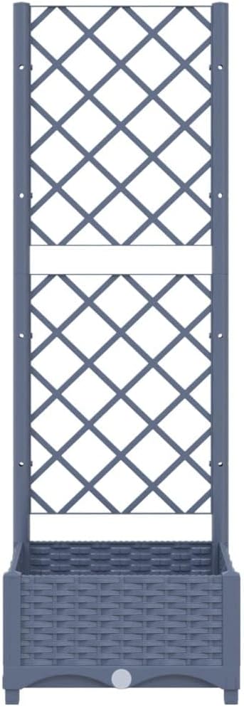 Garden Planter with Trellis Outdoor Raised Garden Bed for Climbing Plants Dark Gray 15.7x15.7x47.8 PP