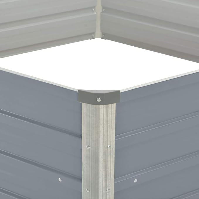 Garden Planter Raised Bed Galvanized Steel Patio Flower Plant Vegetable Bed with Open Bottom Lawn Backyard Outdoor Patio DIY Decor Gray 50.8x50.8x18.1