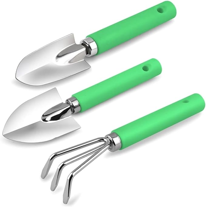 Garden ShovelGarden Trowel 3pcs Mini Garden Shovel Rake Spade Bonsai Tools Set Wooden Handle for Flowers Potted Plant Garden Tools (Color : 4)