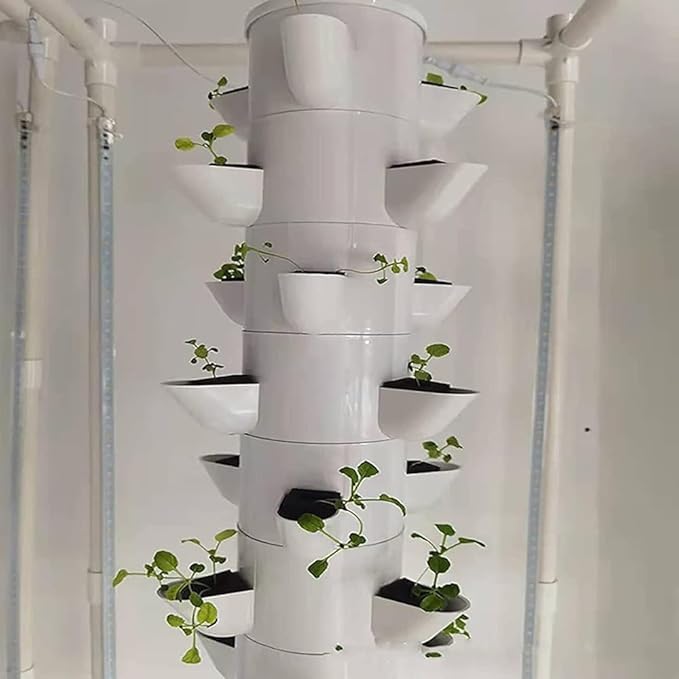 45 Pod Garden Hydroponic Grow Garden Tower Aeroponic Grow Kit with Pump and Removable Water Tank for Home Kitchen Gardening(Size:A) ()