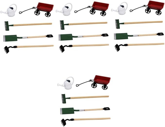 4 Sets Mini Gardening Tool Model Charming Mini House Garden Decor Accessory for Fairy Garden Kit for Dollhouse and Micro Landscape DIY Fun