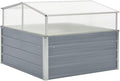 Garden Portable Aluminum Frame Greenhouse Raised Flower Planter Protection Indoor &amp Outdoor Mini Greenhouse for Garden Patio Balcony 39.4x39.4x33.5 Galvanized Steel Gray-583