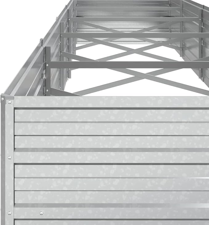 Garden Raised Bed Silver Galvanized Steel 157.5 x 31.5 x 17.7 in Outdoor Planter Box for Vegetables Flowers Durable Garden Beds