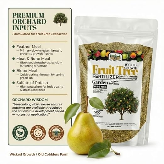 Old Cobblers Farm™ Wicked Organics 10-2-8 Fertilizer – Slow-Release Plant Food for All Fruit Trees – Boosts Root Strength Fruit Yield &amp Soil Health (5lbs|10lbs|15lbs|20lbs) (5lbs)