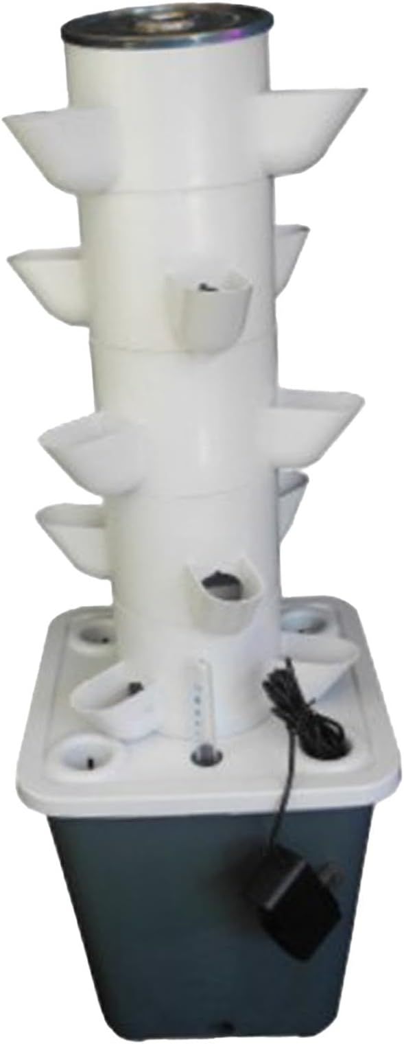 Hydroponic Grow Rack Hydroponic Grow System Tower Indoor Outdoor Home Plant Germination Kit Vertical Garden Planter Water Pump PVC Suitable for Yard S 15Holes