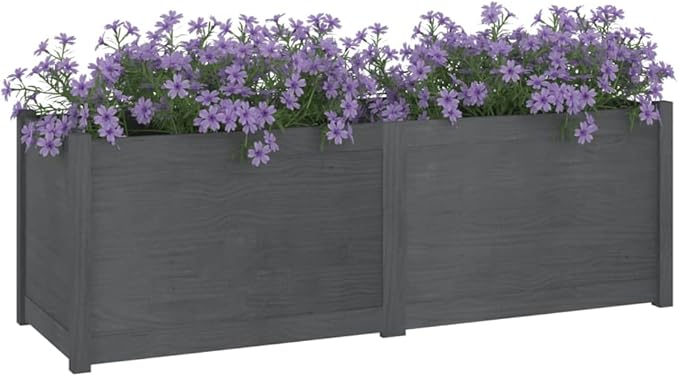 Wooden Raised Garden Bed Garden Planter Box Planter Raised Bed Wood Planter Box Grow Vegetable Flower Herb Gardening Gray 59.1x19.7x19.7 Solid Wood Pine