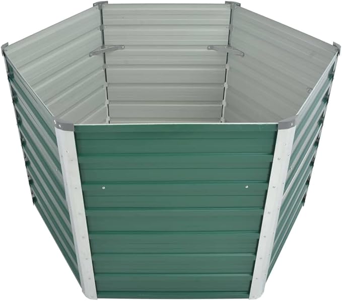 Raised Garden Bed Galvanized Steel 50.8 x 50.8 x 30.3 Green Hexagonal Outdoor Raised Planter for Garden Vegetables Flowers Herbs and More