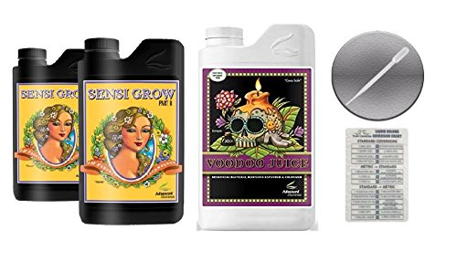 Advanced Nutrients Sensi Grow A &amp B 1 Liter &amp Voodoo Juice 1 Liter Bundle with Conversion Chart and 3mL Pipette