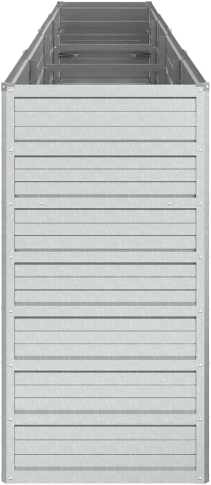 Galvanized Steel Garden Raised Bed Large Outdoor Planter Box with Open Bottom Metal Raised Planter Bed for Vegetables Flowers 126x15.7x30.3 Silver-245