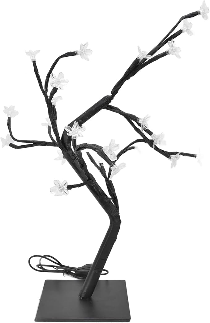 Cherry Blossoms Tree Lamp LED Cherry Tree Light USB Powered Bonsai Decor with 24 Warm White LEDs Flexible PVC Branches for Home Office Garden Party Decoration