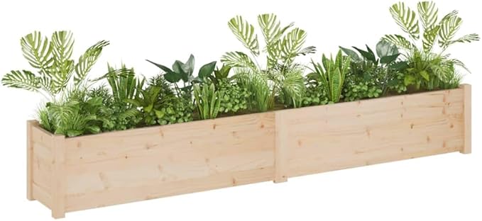 2pcs Wooden Garden Planter Box Outdoor Raised Garden Bed Garden Yard Wood Box for Vegetables Flowers Herbs and Succulents 78.7x12.2x12.2 Solid Wood Pine
