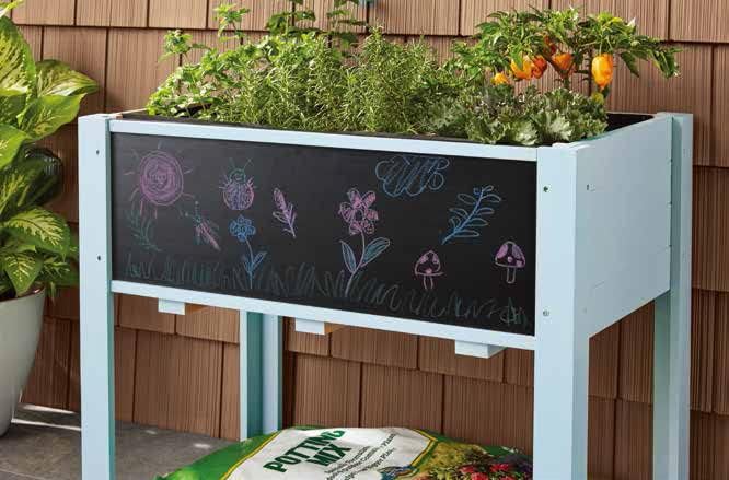 Kids Raised Garden Bed with DIY Chalkboard 30 x 24 x 18 Inch Wooden Elevated Raised Garden Bed for Kids Outdoor Planter Box with Legs for Vegetables Grass Lawn Yard Light Blue