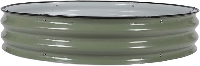 Raised Garden Bed Kit 107x20cm Metal Raised Planter Bed with Rounded Edges and Open Bottom Design Galvanized Steel Planting Box for Vegetables and Flowers (Light Green)