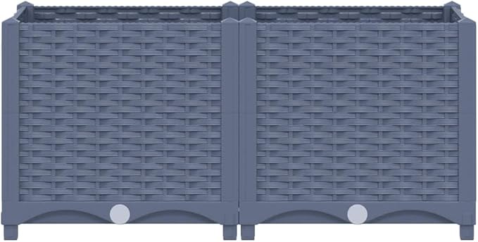 Blue Grey Rectangular Raised Garden Bed 31.5x15.7x15 in Matte Polypropylene Planter Box for Balcony &amp Patio Outdoor Raised Beds for Vegetables Herbs &amp Flowers Easy Assembly
