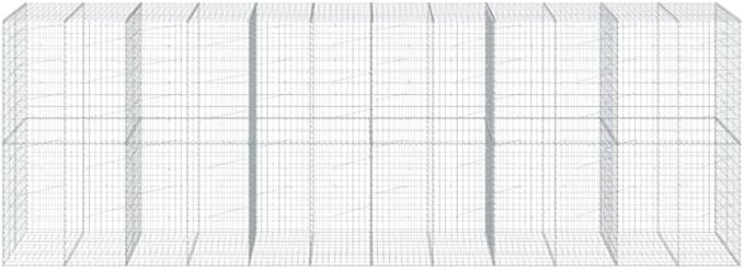Gabion Basket with Cover 236.2 x 39.4 x 78.7 Galvanized Iron Raised Garden Bed Outdoor Planter Elevated Garden Bed Metal Raised Bed for Landscaping and Decorative Features
