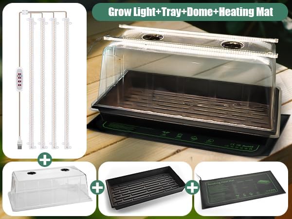 20 Inch Grow Light for Seed Starting for 1020 Trays Full Spectrum LED Hydroponics Growing System Lights Indoor Greenhouse Plant Lamp 8/12/16H Timer &amp Dimmable Grow Lamp 4 Pcs