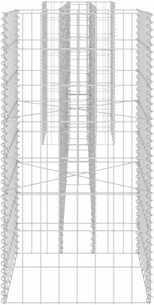Gabion Planter Silver Steel Wire 102.4 x 15.7 x 31.5 Inch Rectangular Raised Garden Bed for Outdoor Plants Durable Metal for Patio Gardening