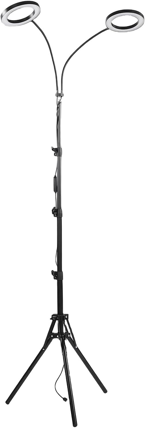 Jectse Grow Lights for Indoor Plants 108 LEDs Full Spectrum Plant Grow Light with 3 9 12H Timer and 360 Adjustable Gooseneck 6 Brightness Levels for Flowers Vegetables (US Plug 2 Heads 20W Use 2A