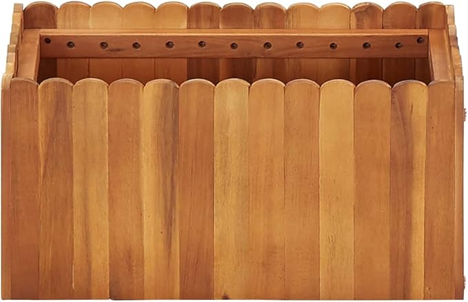 19.7x19.7x9.8 in Solid Acacia Outdoor Planter Box Rustic Raised Garden Bed for Balcony Patio Compact Herb &amp Flower Planters for Outdoor Plants Natural Wood Patio Planter Box