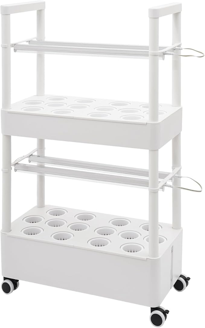 Hydroponic Growing System Kit 28-Plant Hydroponics Growing Cart with LED Grow Lights &amp Wheels Vertical Indoor Garden Kit for Vegetable Fruit Herb