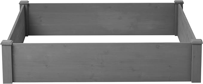 Raised Garden Bed 48x48x10'' Outdoor Wood Planter Box Over Floor Tool Free Assembly