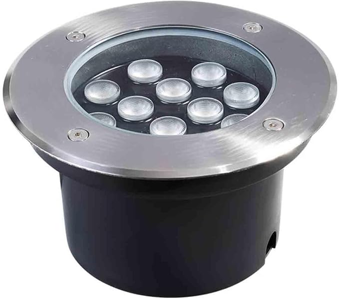 Outdoor LED Underground Light - Round Recessed LED Garden Light Outdoor Recessed Spotlight IP66 Waterproof AC24V Low In-Ground Lamp Garden Landscape Lighting(Cool White18W)