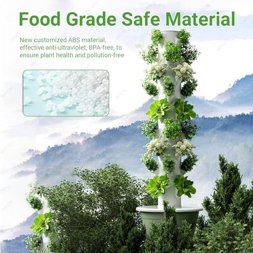 LED Hydroponic Growing Tower - Soilless Cultivation System for Indoor/Outdoor Herbs Fruits &amp Vegetables - Space-Saving Vertical Garden Solution