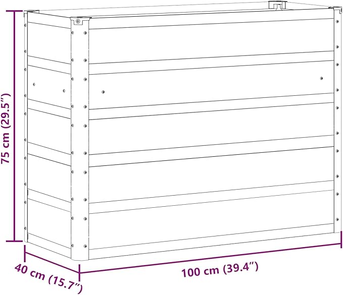 Outdoor Metal Raised Garden Bed Steel Planter Box for Gardening Vegetables Fruits Flowers Easy Assembly 39.37 x 15.75 x 29.53 in Ivory -591