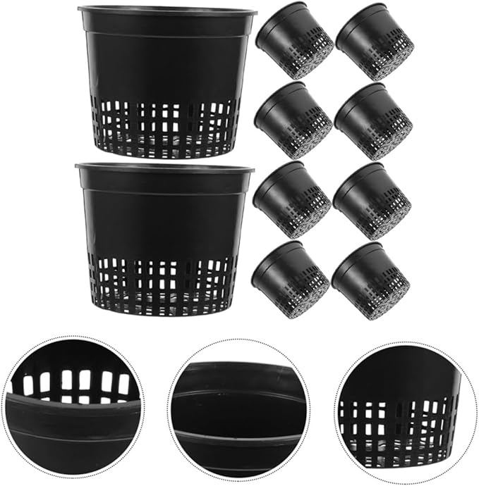 GANAZONO Professional 12 Pack Hydroponic Net Pots Plastic Mesh Grow Baskets for Air Plants for Hydroponic Systems Easy Handling