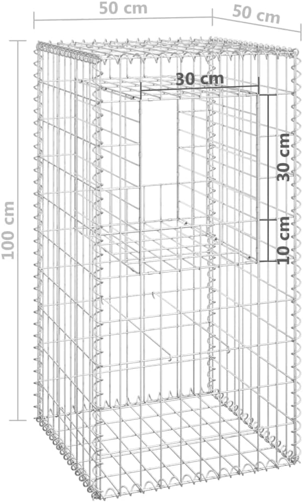2pcs Galvanized Steel Gabion Basket Post/Planter Raised Bed Gabion Raised Bed to Fill with Rocks or Gravel Stable Durable Gabion Post 19.7x 19.7x39.4 -AA