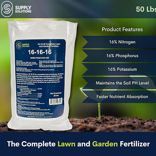 Supply Solutions 16-16-16 Complete Lawn &amp Garden All Purpose Granular Fertilizer - The Ultimate Plant Food for Lush Greenery &amp Vibrant Blooms - for All Plants Vegetables Fruits and Berries