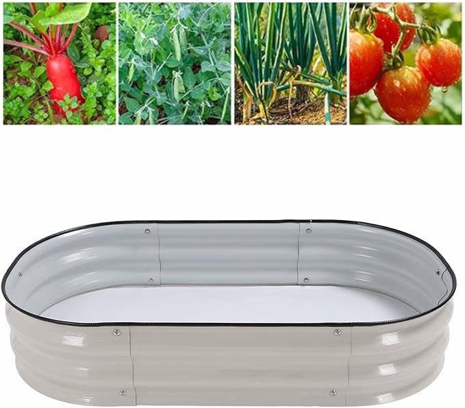 Zerodis Raised Garden Bed Kit for Vegetables Flower Raised Planter Bed 304 Stainless Steel Stable Open Base Wide Application (Ivory White)