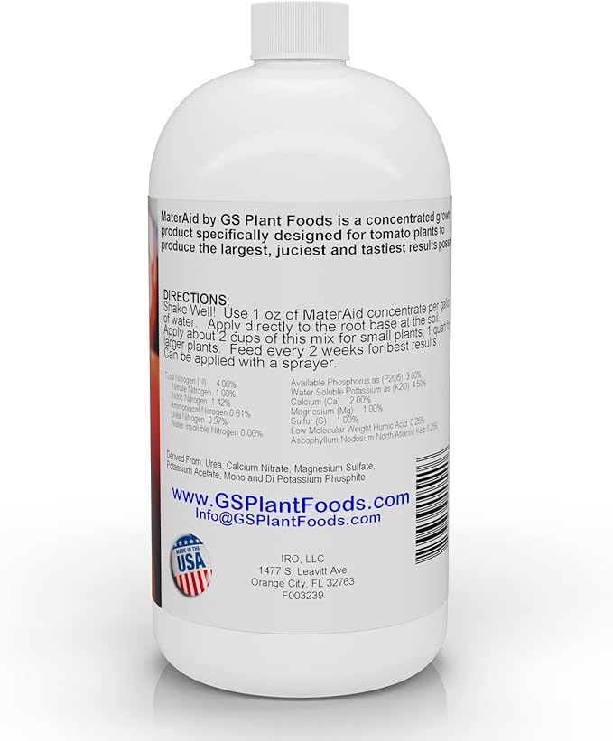 MaterAid Tomato Fertilizer - Organic Plant Food for Feeding &amp Growing Tomatoes (1 Quart)- Tomato Food Suitable for All Your Tomatoes