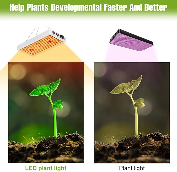 LED Green Plant Light 500W Grow Lamp 110V Full Spectrum Planting Lighting Veg/Bloom Modes Dimmable Indoor Hanging Hydroponic Lamps 220V Sapling Vegetables Fruit Greenhouse Tent Growth Box with US Plug