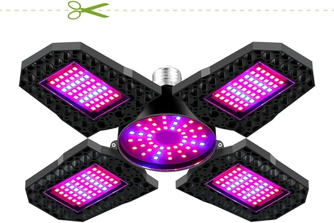 2Packs 200W LEDs Sunlight Planting Growth Lamping E27/E26 LED Full-Spectrum Solar Lighting 4 Adjustable Panels Tropical Sunlike Spectrum for Greenhouse Hydroponics Indoor Plants Sunlight Fill Lights