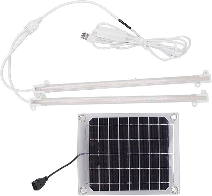 Tyenaza Solar Plant Lamp Solar Plant Grow Light LED Plant Grow Light Strip for Balcony Greenhouse Herbs Vegetables Flowers(20W)