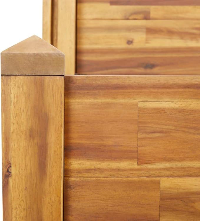 vidaXL 2-Tier Garden Planter Solid Acacia Wood Spacious for Plant Growth Distinctive Design ic Finish Efficient Drainage - 43.3 x 29.5 x 33.1 Natural Wood Color