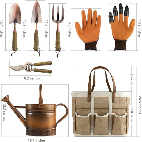 1 Gallon Galvanized Steel Watering Can with 3 Pcs of Garden Tools 1 Pc of Pruning Shear 1 Pair of Gardening Gloves1 Pc of Garden Tools Organizer Tote