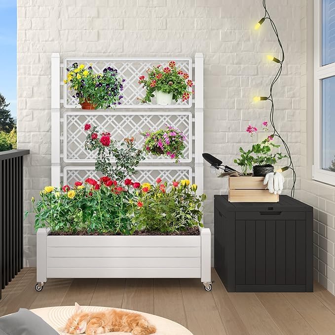 Raised Planter Boxes Outdoor 36 Tall Rot-Resistant Resin Garden Bed with Easy Assembly for Vegetables Flowers Herbs Fruits