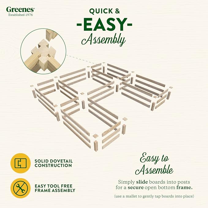Greenes Fence Original Pine Raised Garden Bed 8' x 8' x 10.5 U-Shaped Bed - Made in USA with American Pine