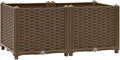 vidaXL Rectangular Raised Bed in Durable Brown Polypropylene - Ideal for Growing Vegetables Herbs Flowers - Suitable for Garden Patio Balcony