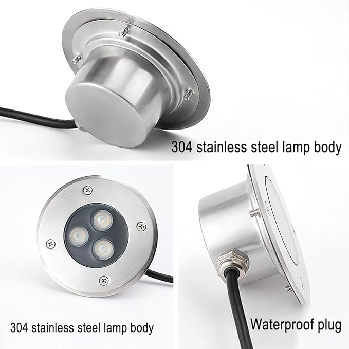 4PCS Outdoor LED Buried Light Ultra-thinyo RGB Fountain Landscape Lights IP68 Waterproof Round Recessed Spot Lamp LED Underwater Pond Lights Decorative LightingWarm White-AC 24V-3W