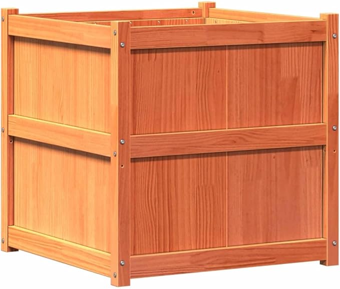 Wooden Raised Garden Bed Garden Planter Box Outdoor Wood Raised Garden Bed for Planting Plants Vegetables Wax Brown 27.6x27.6x27.6 Solid Wood Pine-239