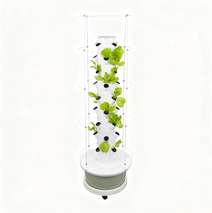 Hydroponics Growing System 36 Pods Large Vertical Hydroponic Growing Tower with with Climbing Trellis 9-Tier Indoor Gardening System for Herb Vegetable Fruit (Light Green 36 Pods)